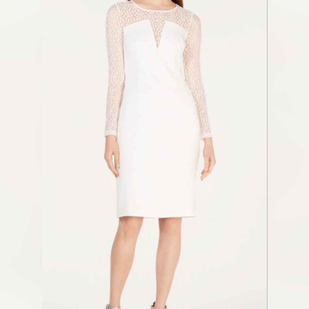Calvin Klein White Long Sleeve Dress Size 2